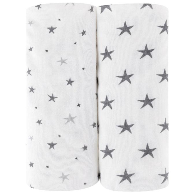 Waterproof Bassinet Sheet Set - Grey Stars - HoneyBug 