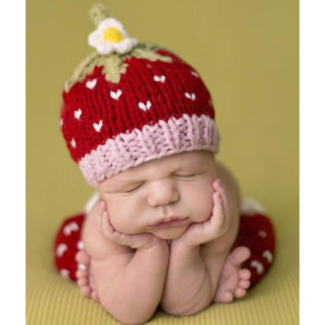 Addie Strawberry Hat and Pant Newborn Set - HoneyBug 