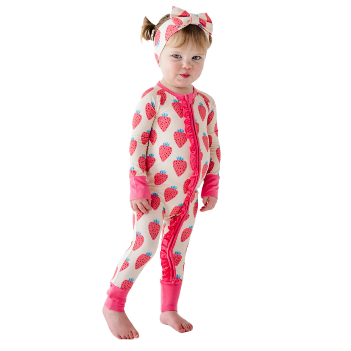 You're My Jam Strawberry Convertible Footies with Ruffle