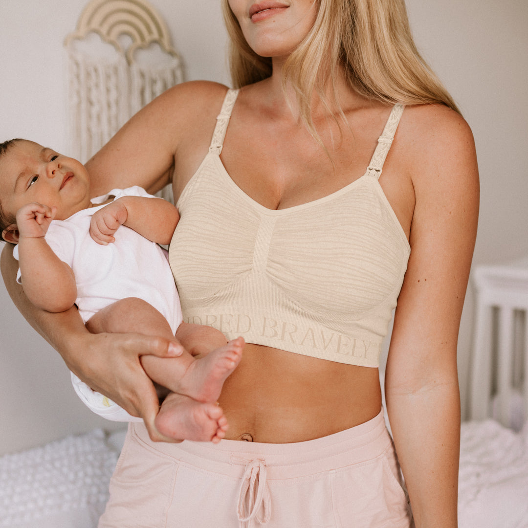 Sublime® Hands-Free Pumping & Nursing Bra | Beige - HoneyBug 