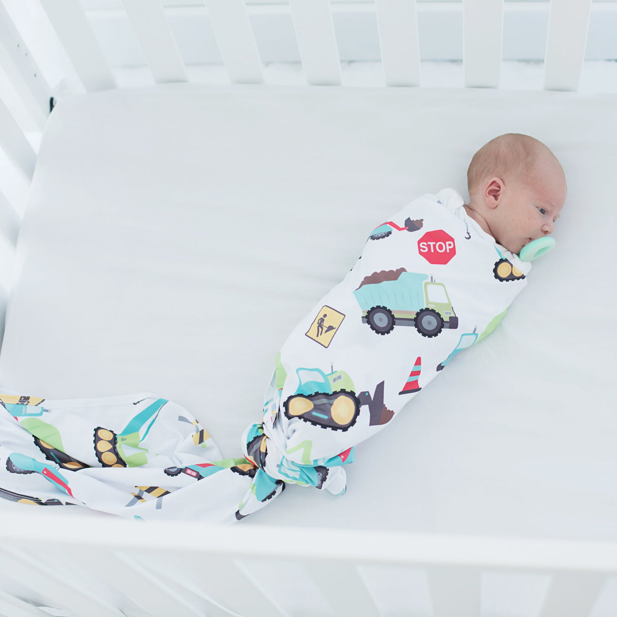 Buttery Soft and Stretchy Swaddle Blanket - Construction Trucks