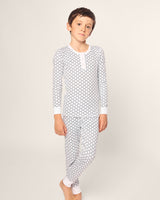 Kid's Pima Snug Fit Pajama Set in Nordic Antlers on White