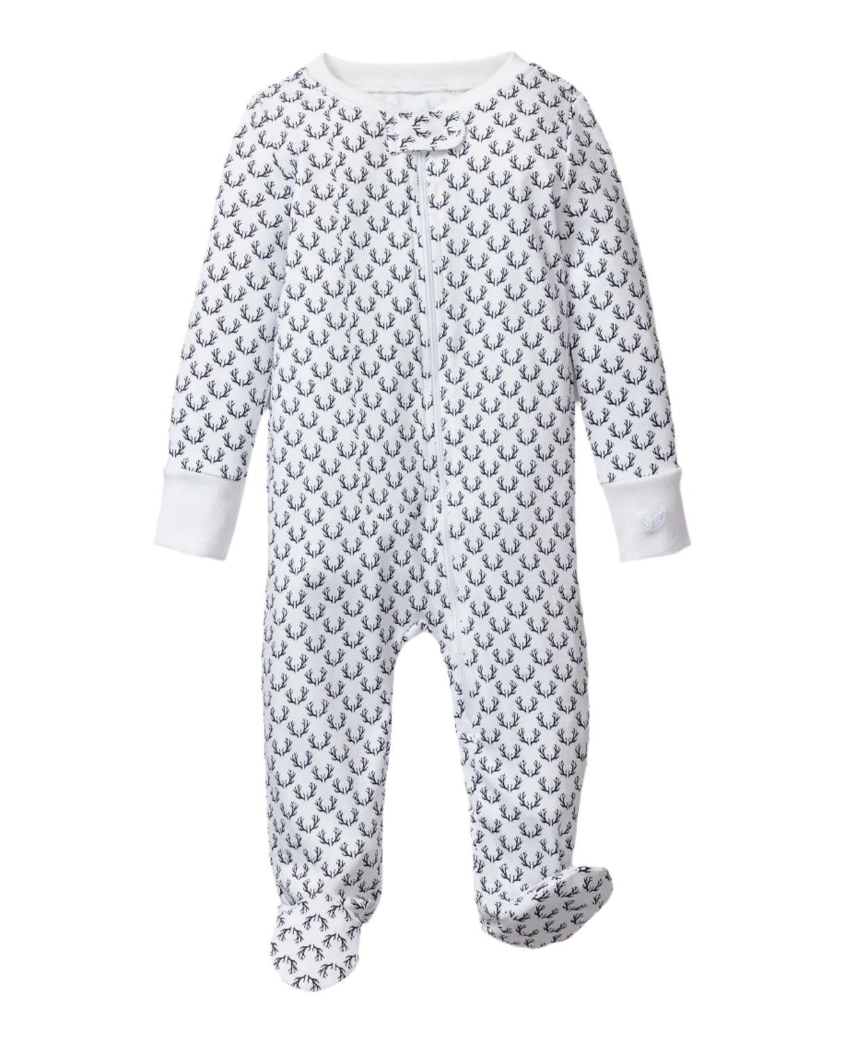 Baby's Pima Romper in Nordic Antlers on White