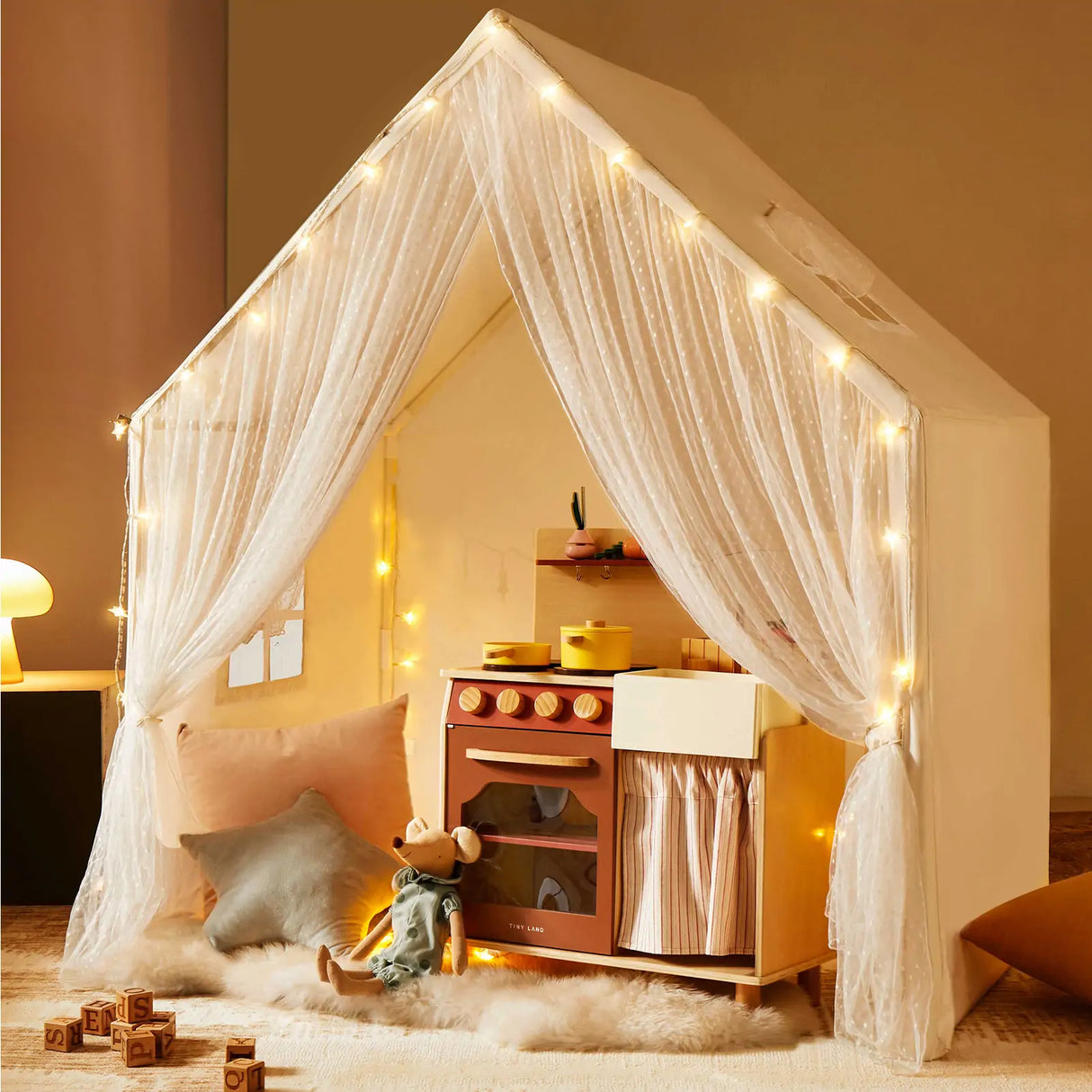 Tiny Land® Large Space Play House with Star Lights - HoneyBug 