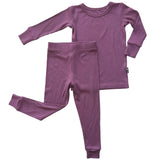 LONG SLEEVE 2 PIECE SETS- Plum Ribbed