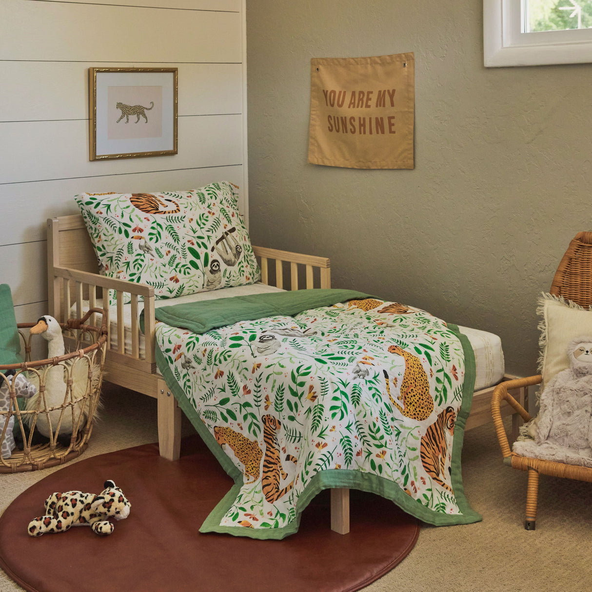 Cotton Muslin Toddler Bedding 3 Piece Set - Mighty Jungle