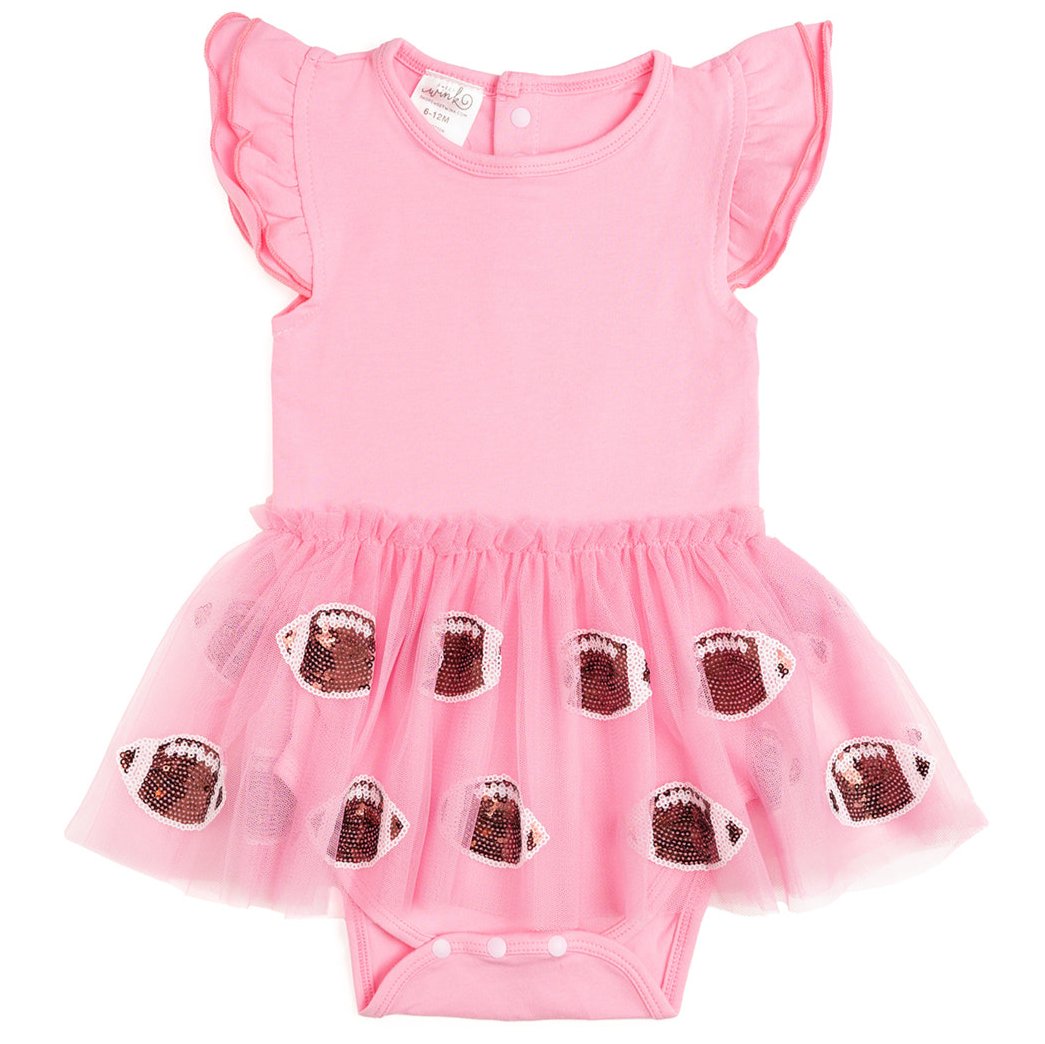 Football Sequin Short Sleeve Tutu Bodysuit