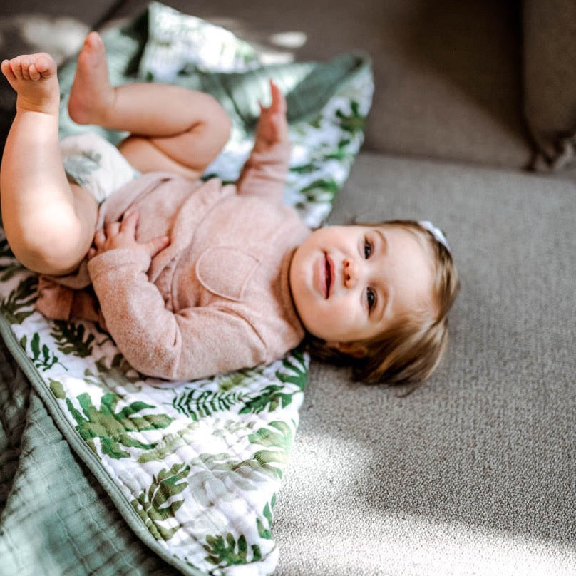 Original Cotton Muslin Quilt - Tropical Leaf