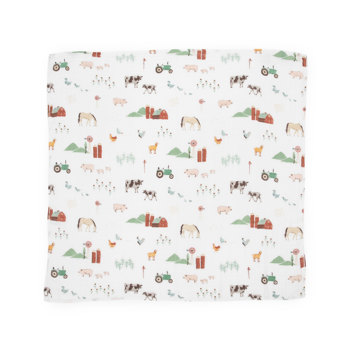 Cotton Muslin Squares 4 Pack - Farmyard