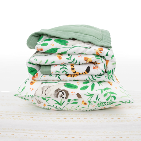 Cotton Muslin Toddler Bedding 3 Piece Set - Mighty Jungle