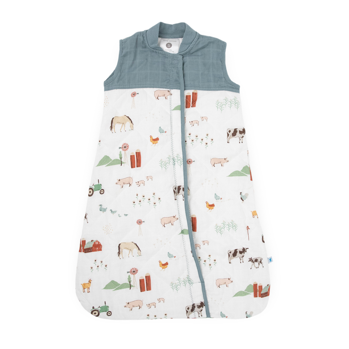 Cotton Muslin Quilted Sleep Bag - Farmyard