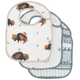 Cotton Muslin Classic Bib 3 pack - Bison