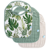 Cotton Muslin Classic Bib 3 Pack - Tropical Leaf