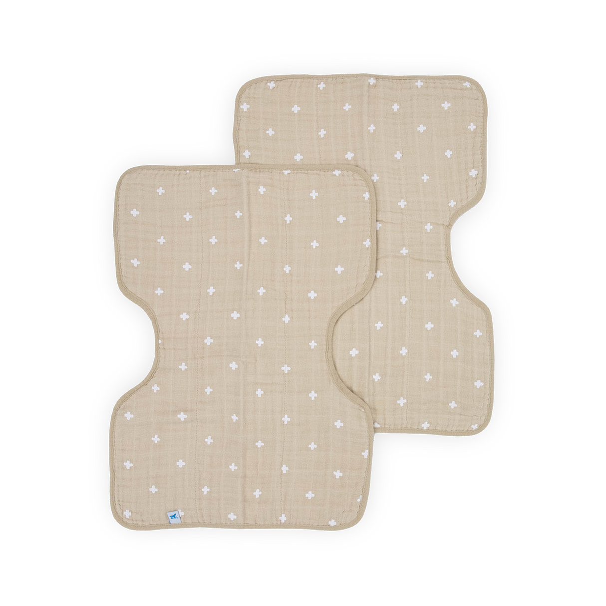 Cotton Muslin Burp Cloth 2 Pack - Taupe Cross