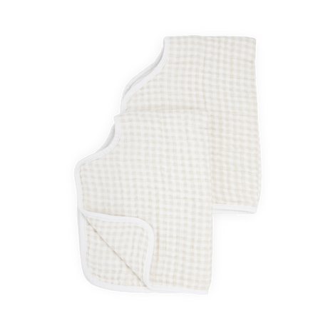 Cotton Muslin Burp Cloth 2 Pack - Tan Gingham