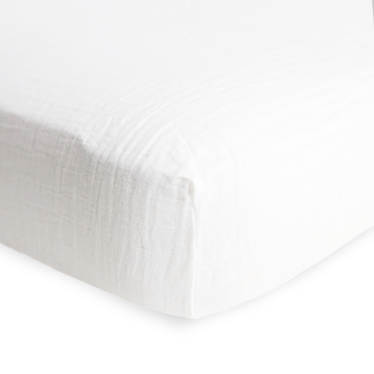 Cotton Muslin Crib Sheet - White