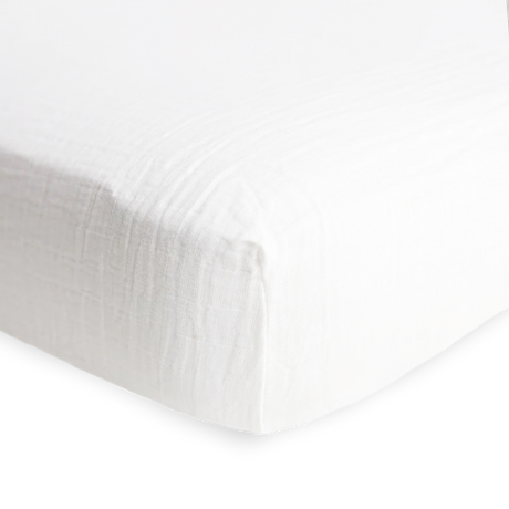 Cotton Muslin Crib Sheet - White