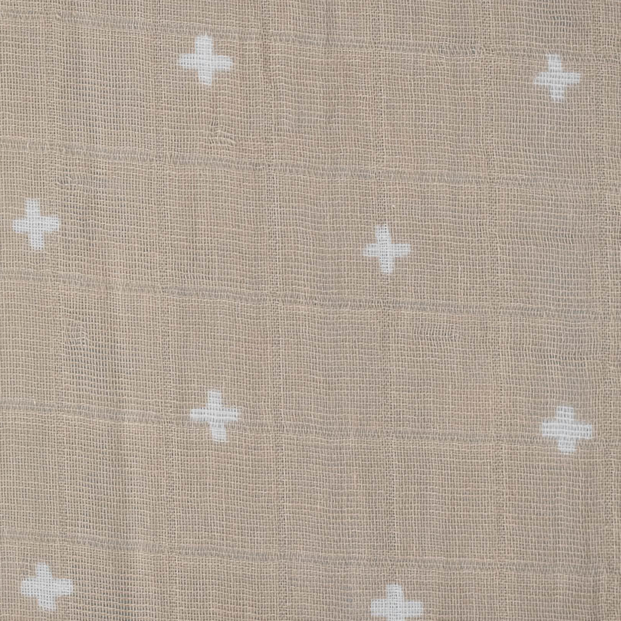 Cotton Muslin Crib Sheet - Taupe Cross