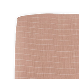 Cotton Muslin Crib Sheet - Mauve Stripe