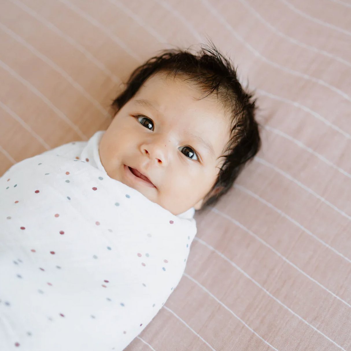 Cotton Muslin Crib Sheet - Mauve Stripe