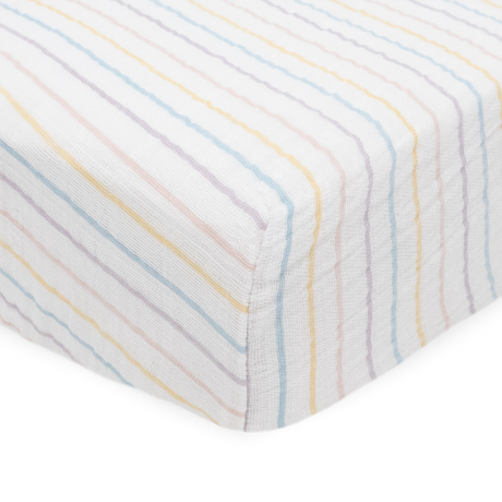 Cotton Muslin Crib Sheet - Unicorn Stripe