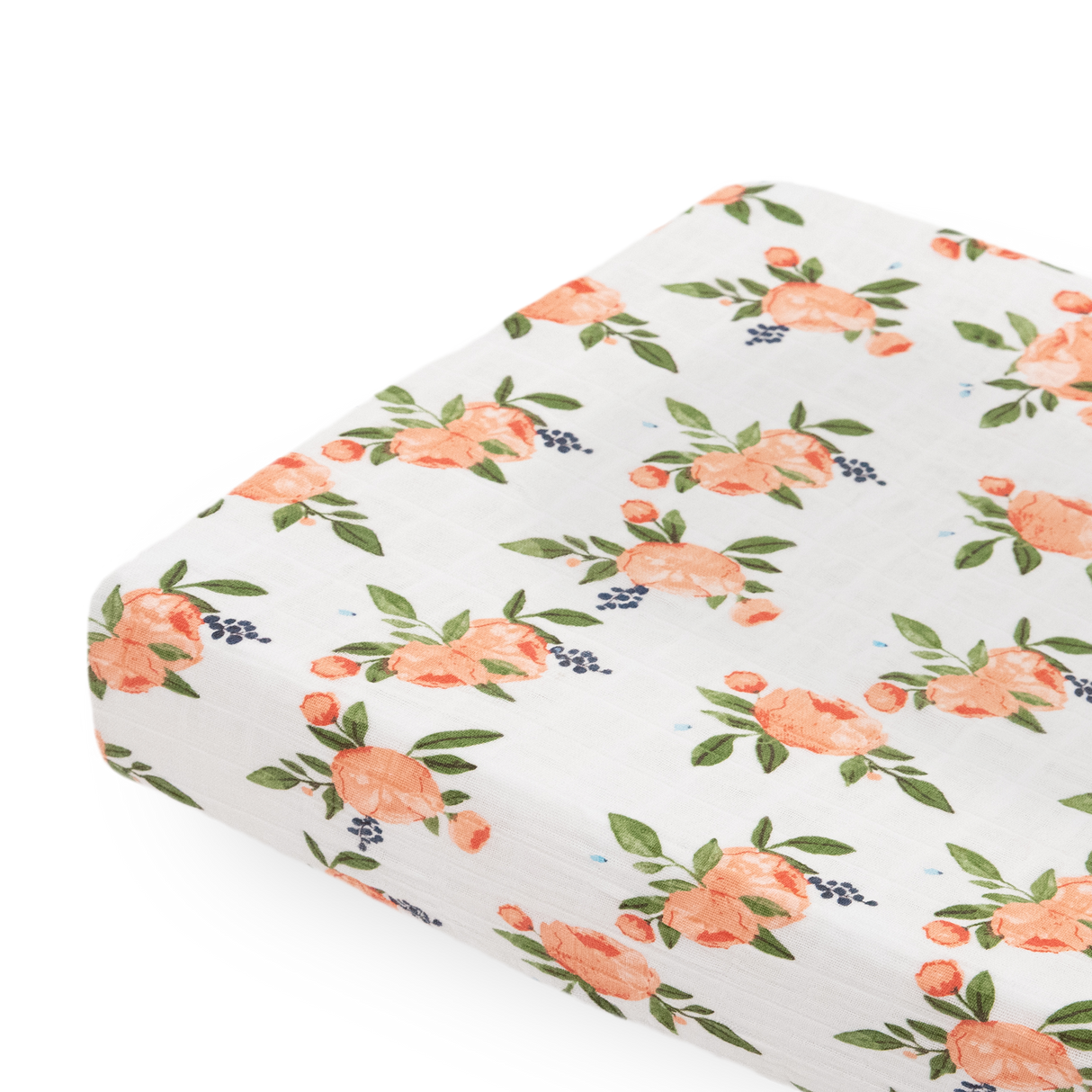 Cotton Muslin Changing Pad Cover - Watercolor Roses