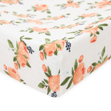 Cotton Muslin Changing Pad Cover - Watercolor Roses