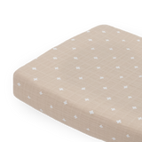 Cotton Muslin Changing Pad Cover - Taupe Cross