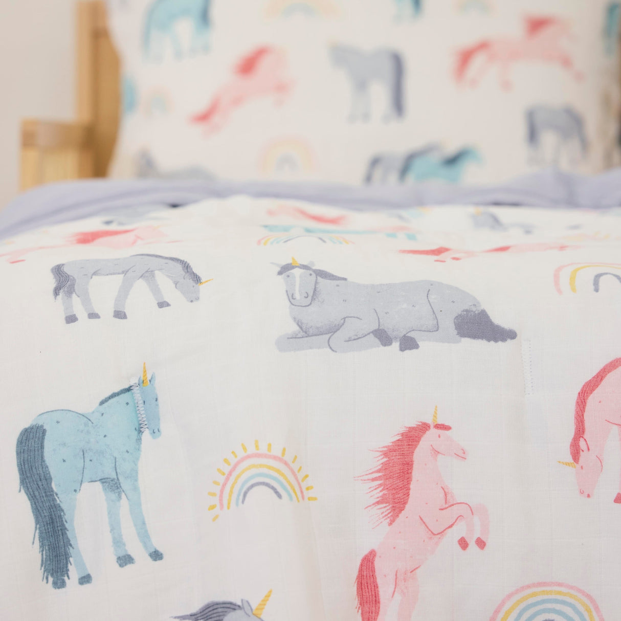 Cotton Muslin Toddler Comforter - Unicorns