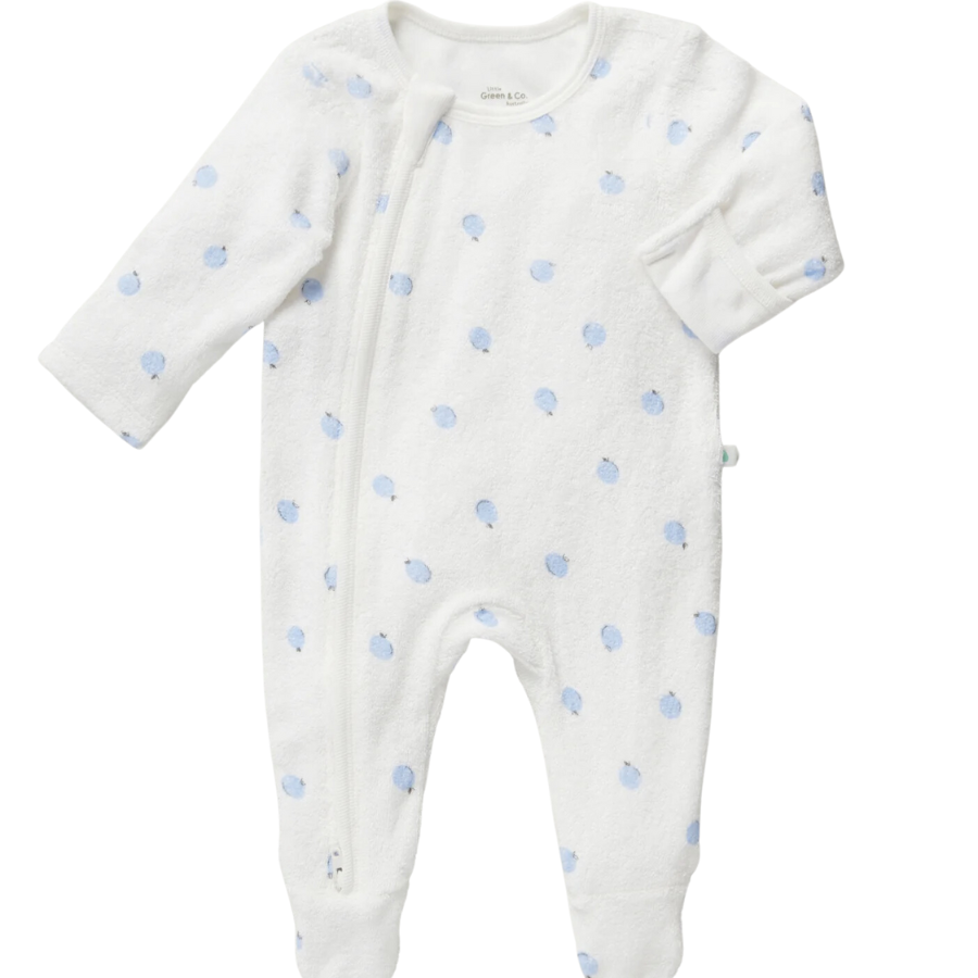 Terry Toweling Zip Onesie - Sky Berry - HoneyBug 