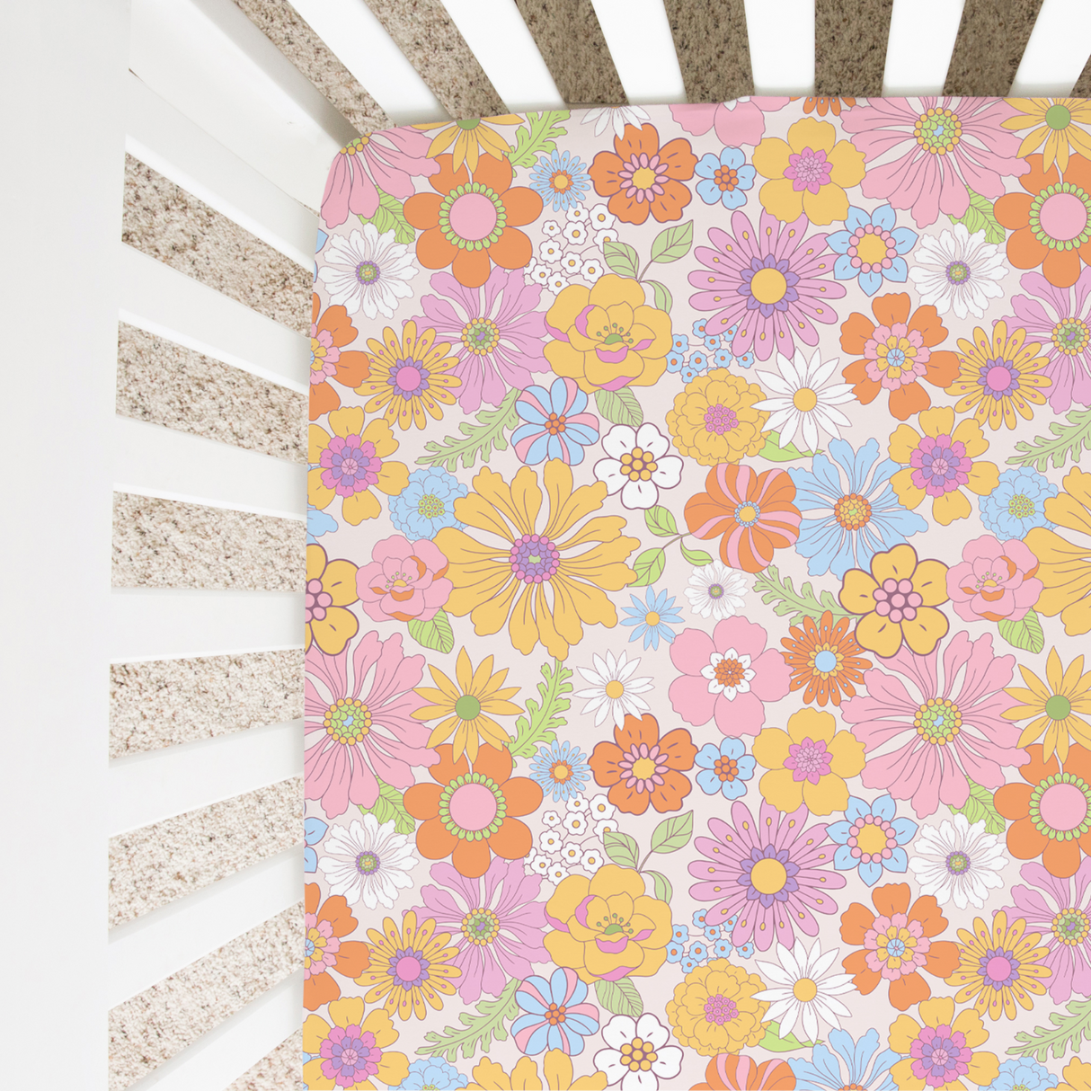 Fitted Crib Sheet - Retro Floral