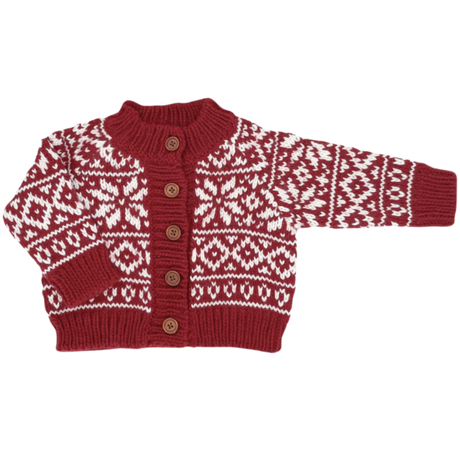 Snowflake Cardigan - Red - HoneyBug 