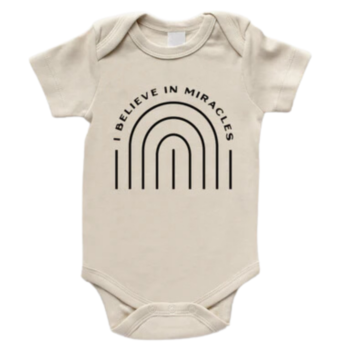 I Believe In Miracles Rainbow Organic Baby Bodysuit - HoneyBug 