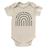 I Believe In Miracles Rainbow Organic Baby Bodysuit - HoneyBug 