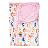 Stretchy Oversized Blanket - Rainbows Pink - HoneyBug 