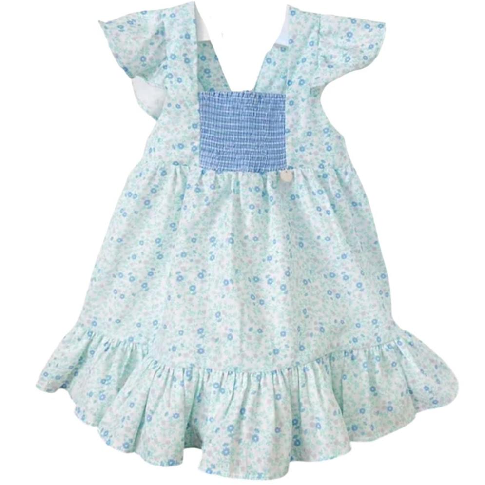 Blue Floral Smocked Dress