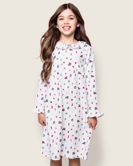 Girl's Twill Scarlett Nightgown in Winter Nostalgia