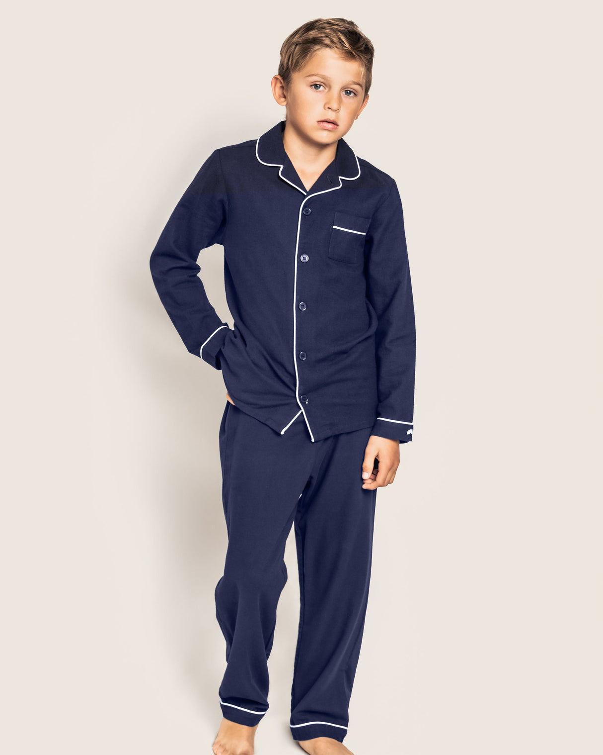 Kid's Flannel Pajama Set in Navy