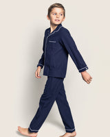 Kid's Flannel Pajama Set in Navy