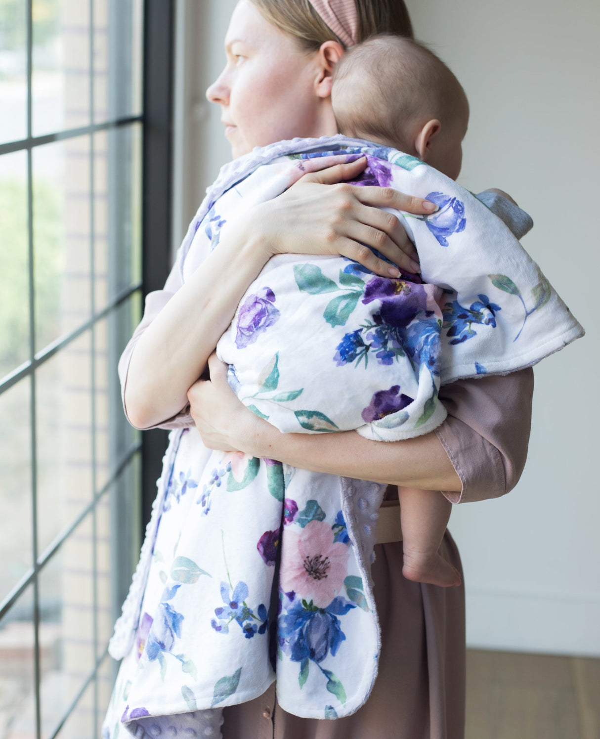 Premium Baby & Toddler Blanket - Purple & Blush Floral