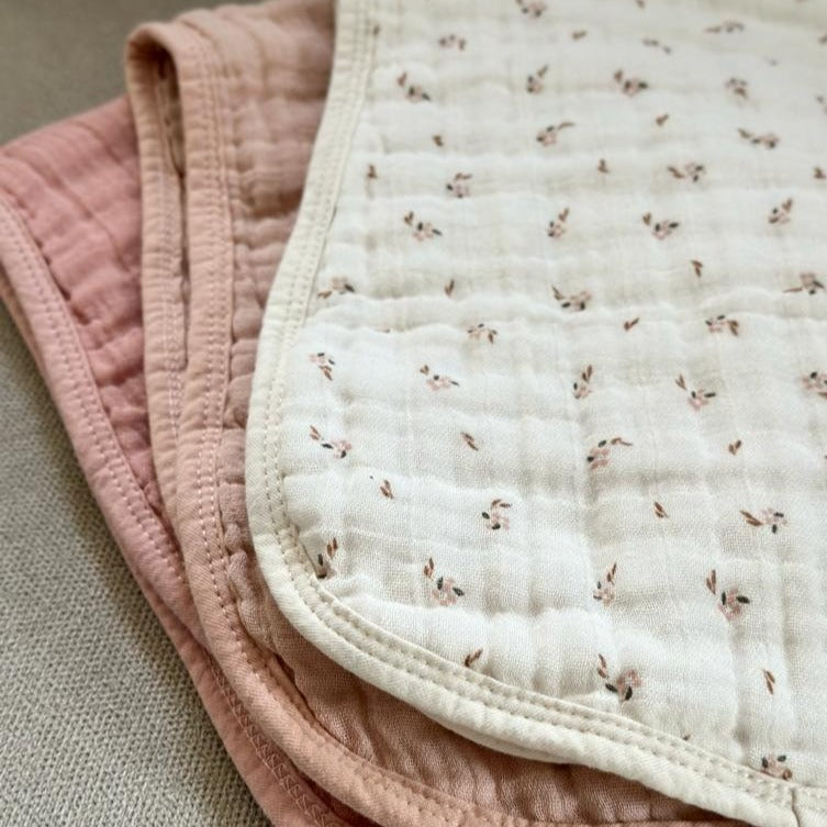 Muslin Burp Cloth - Floral Pink - HoneyBug 