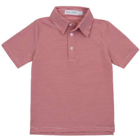 Will Boys' Golf Performance Polo Shirt - Red Stripes - HoneyBug 