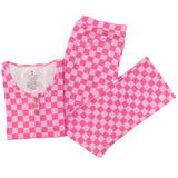 WOMEN'S PAJAMA SET- Pink Check Ribbed