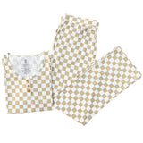 WOMEN'S PAJAMA SET- Tan Check Ribbed