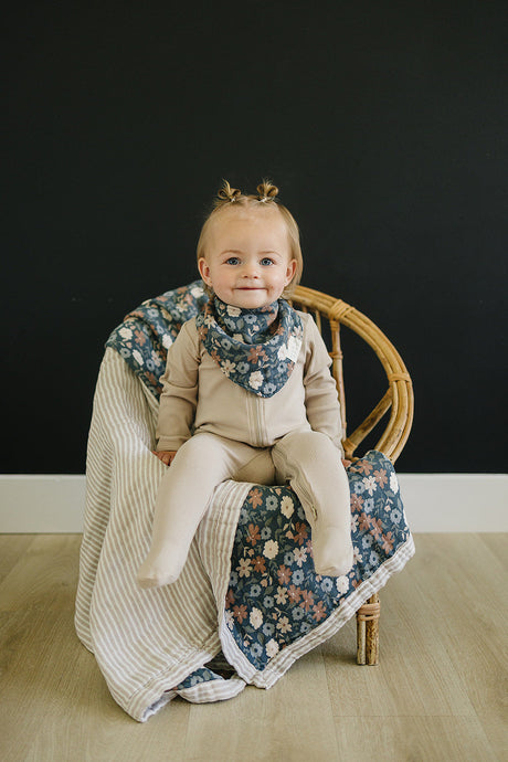 Midnight Floral Muslin Bib