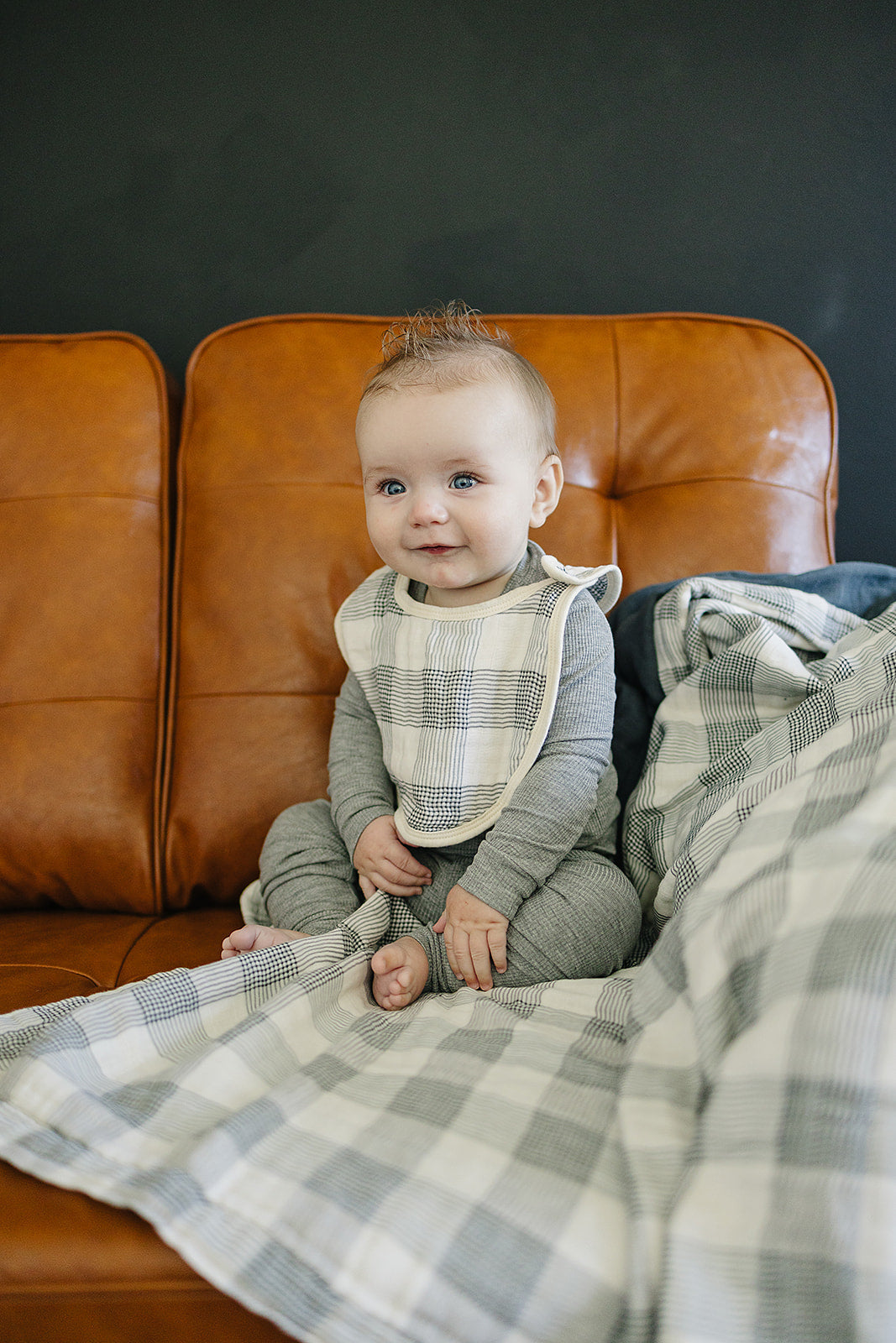 Coastal Plaid Classic Muslin Bib