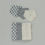 Dusty Blue Wavy Checkered Muslin Bib