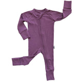 ZIP ROMPER - Plum Ribbed