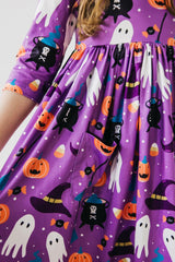 No Tricks, Just Treats 3/4 Sleeve Pocket Twirl Dress