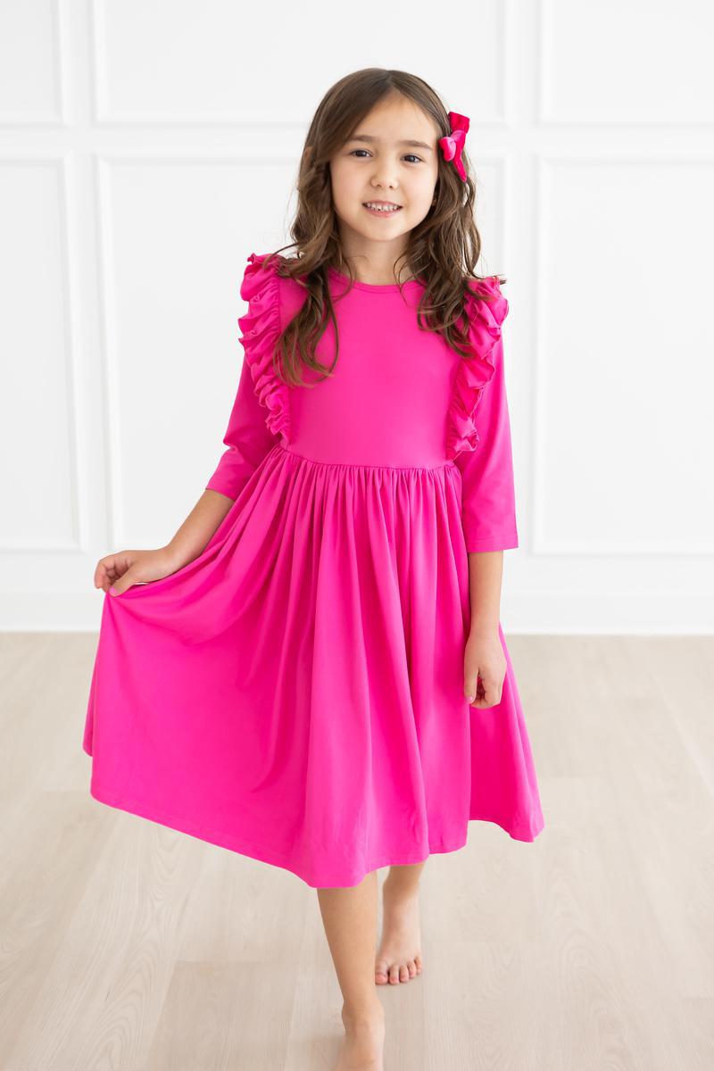 Hot Pink Ruffle Twirl Dress